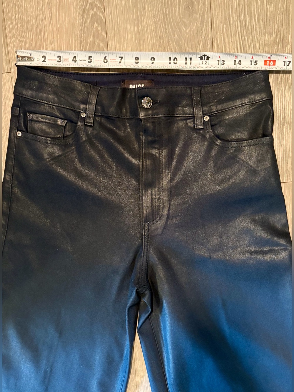 Paige Sasha High Rise Wide Leg Coated Faux Leather Jeans - Picture 6 of 10